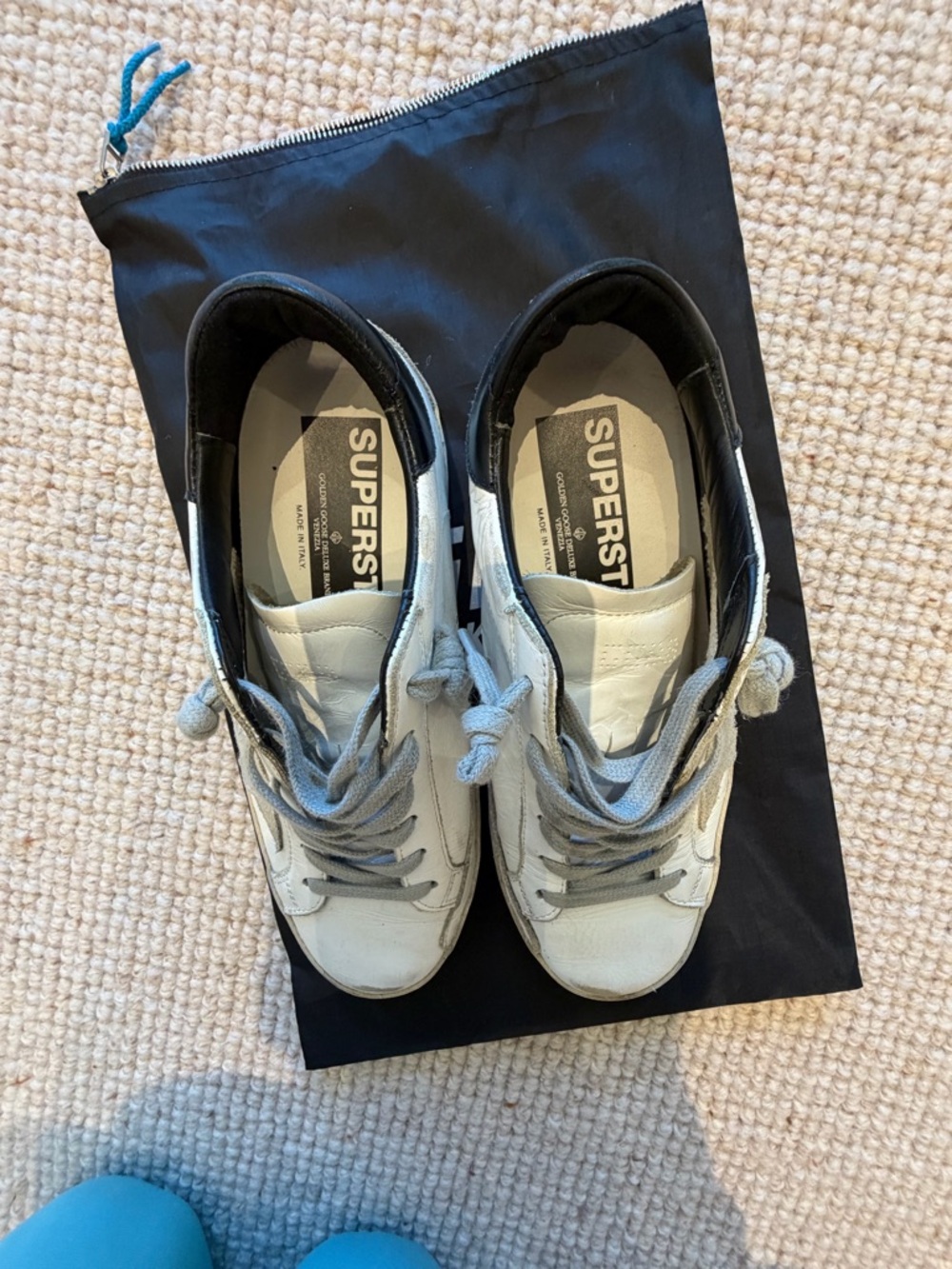 Golden Goose White and Grey Superstar Sneakers - Picture 3 of 4
